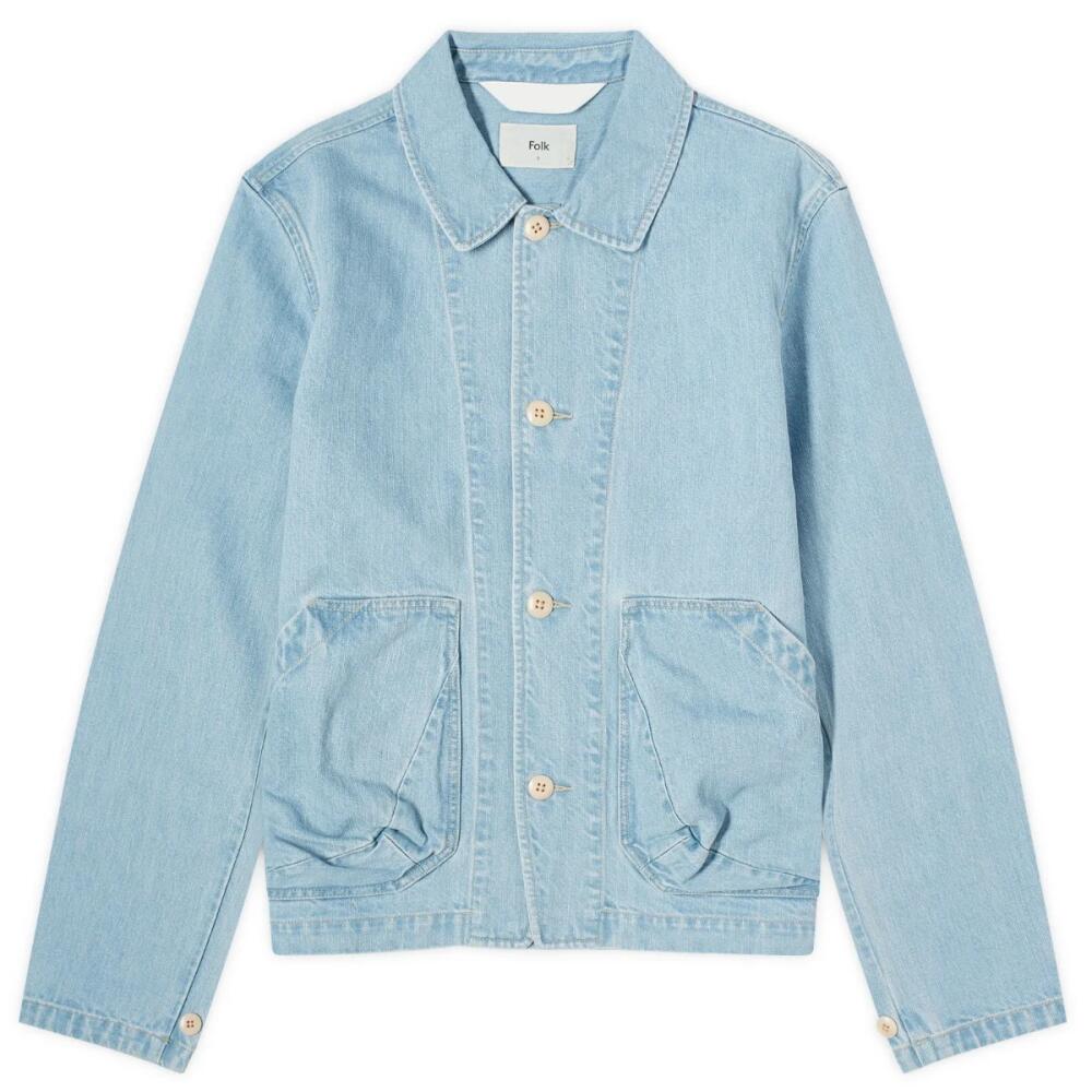 Folk Men's Denim Prism Jacket in Bleached Denim Cover