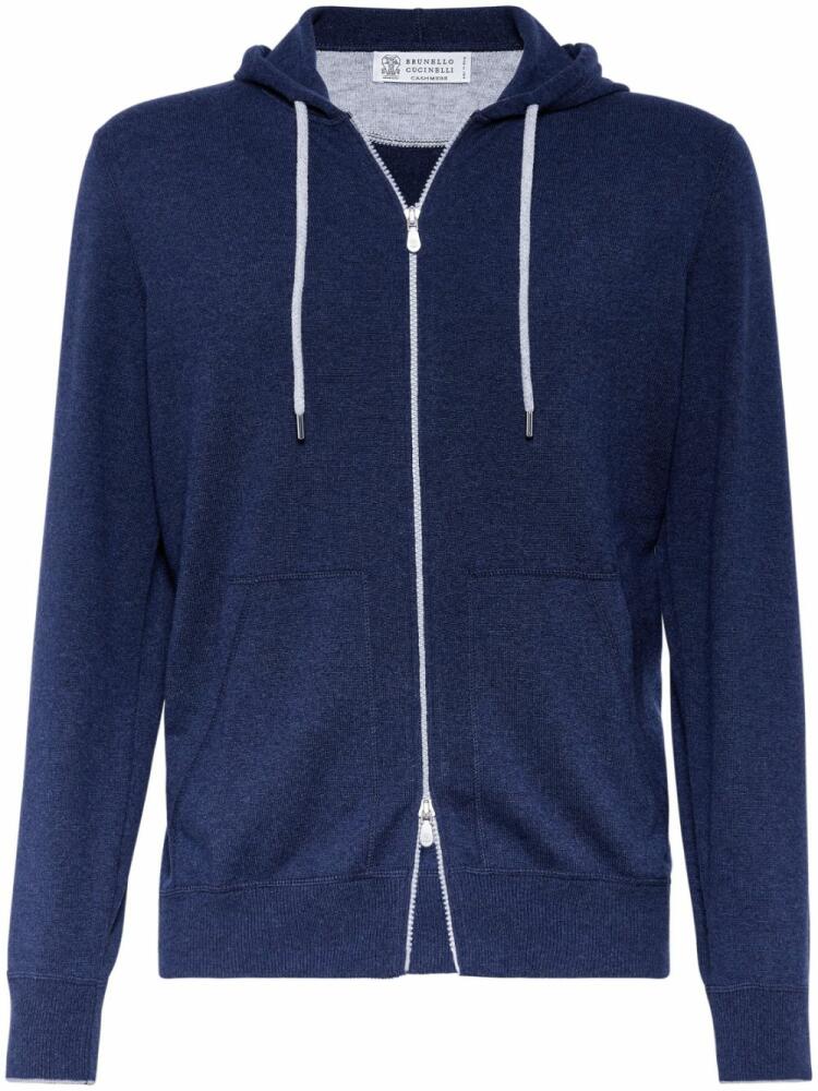 Brunello Cucinelli hooded cashmere cardigan - Blue Cover