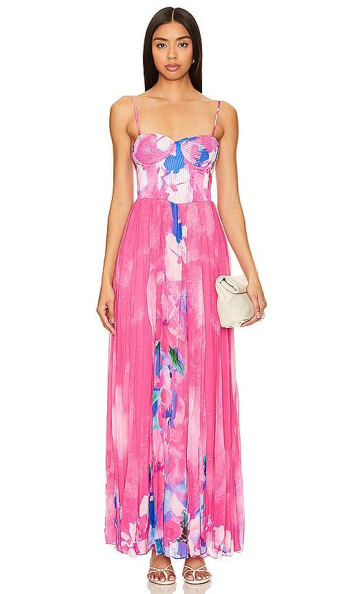 HEMANT AND NANDITA Vesa Bustier Maxi Dress in Pink Cover