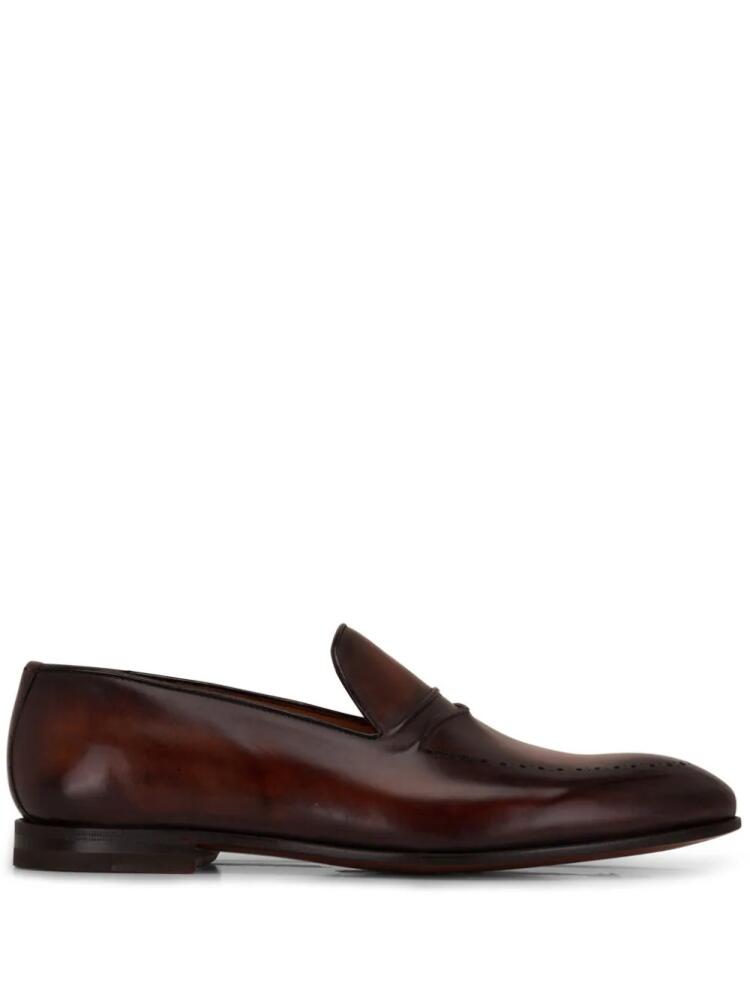 Bontoni perforated leather loafers - Brown Cover