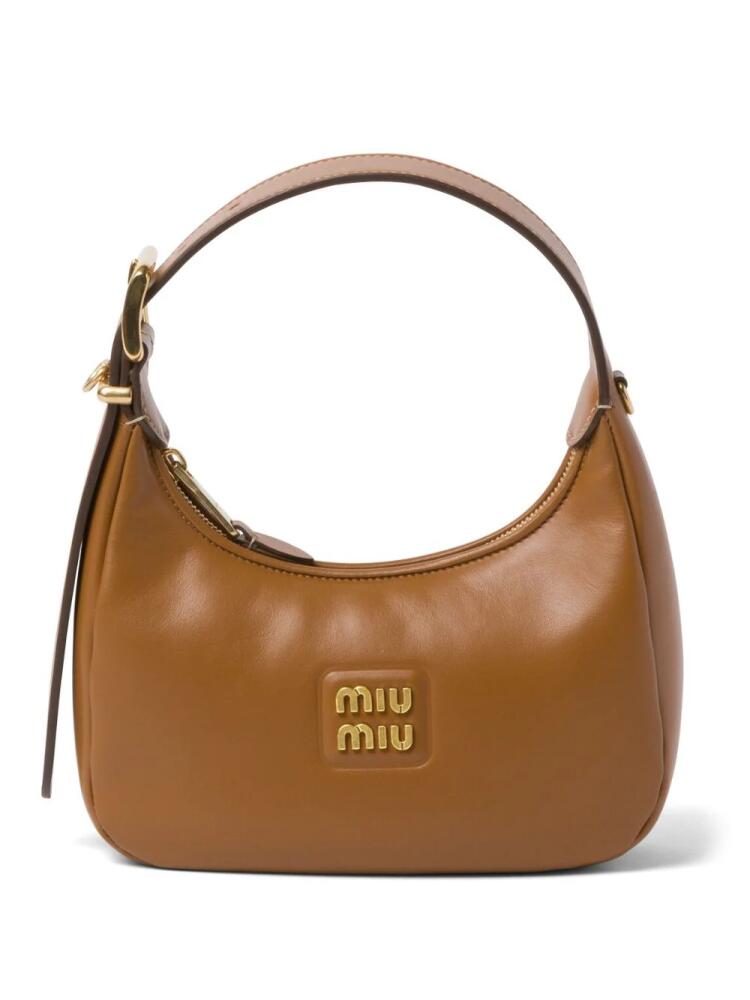 Miu Miu logo-plaque leather shoulder bag - Brown Cover