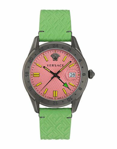 Versace Greca Time Gmt Watch Man Wrist watch Green Stainless Steel Cover