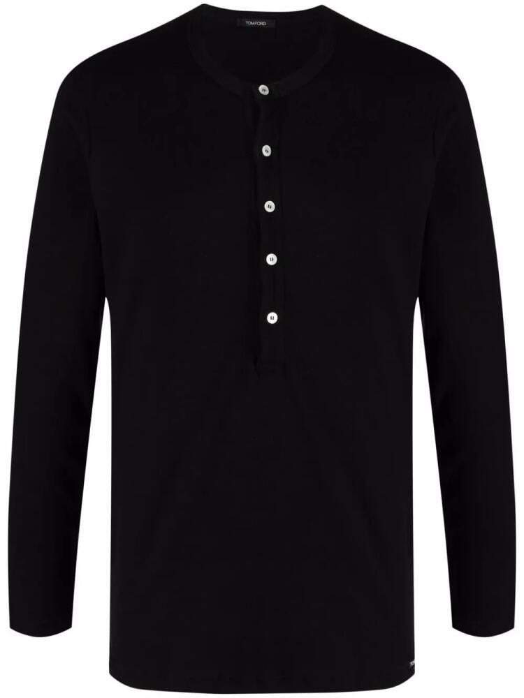 TOM FORD round-neck Henley T-shirt - Black Cover