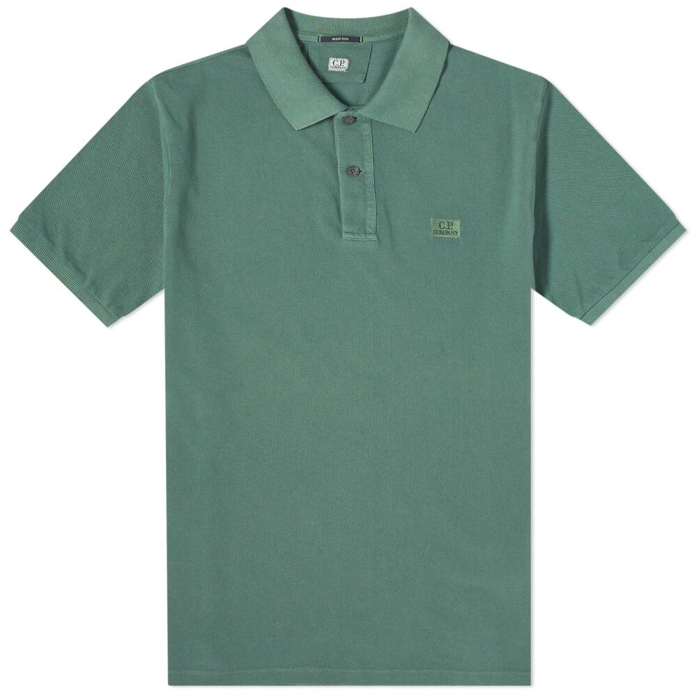 C.P. Company Men's 24/1 Piquet Resist Dyed Polo Shirt in Duck Green Cover