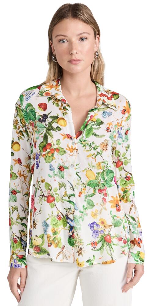 L'AGENCE Holly Long Sleeve Blouse Wht Mult Mix Botanical Cover