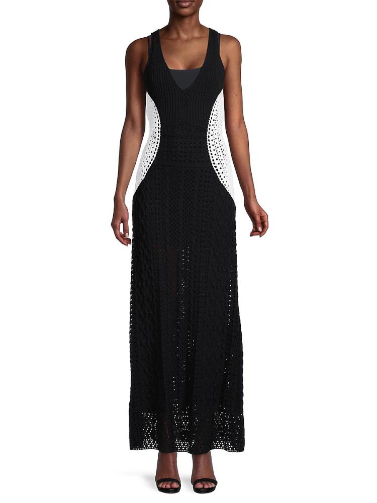 Jason Wu Women's Crochet Maxi Dress - Black White Cover