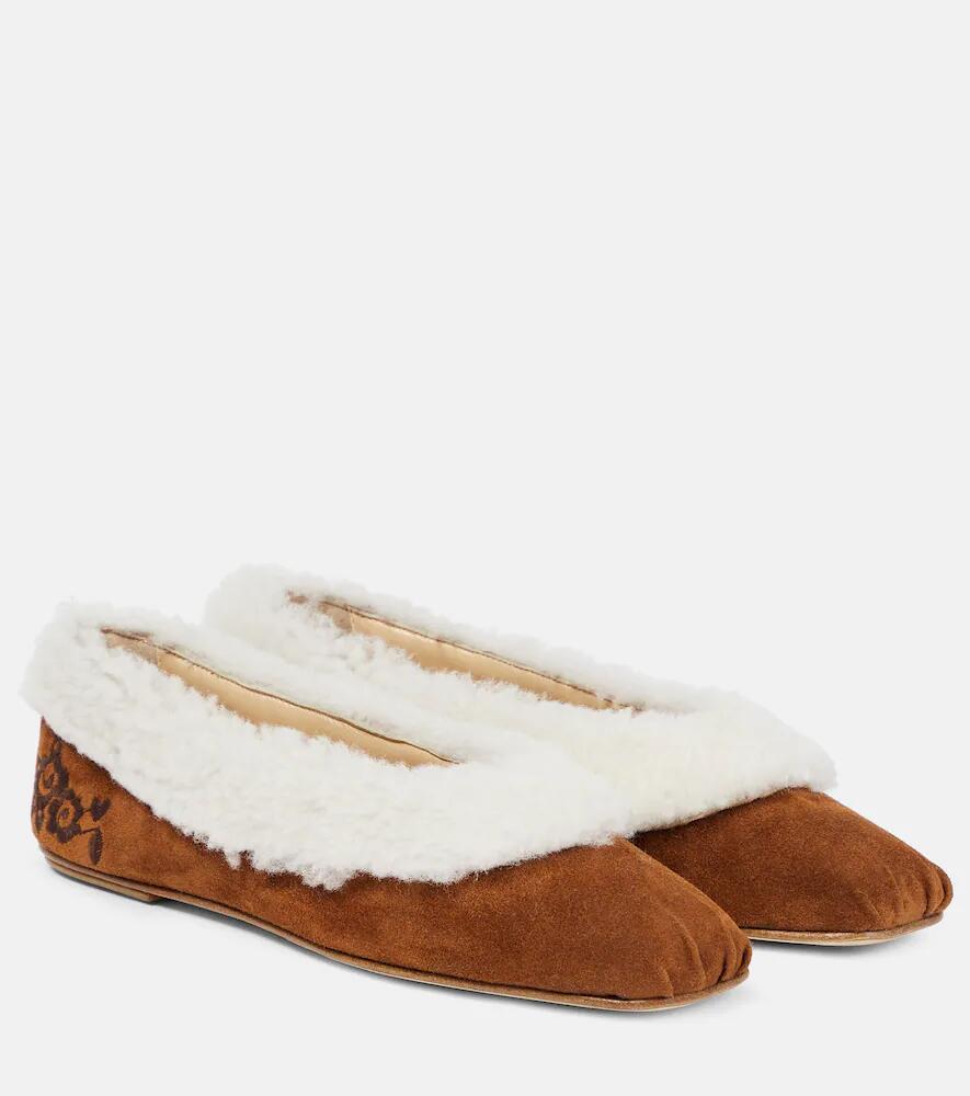 Magda Butrym Embroidered shearling ballet flats Cover