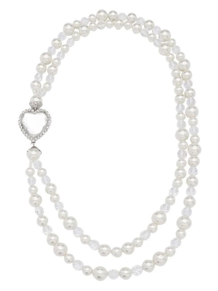 Alessandra Rich heart-charm pearl necklace - Neutrals Cover