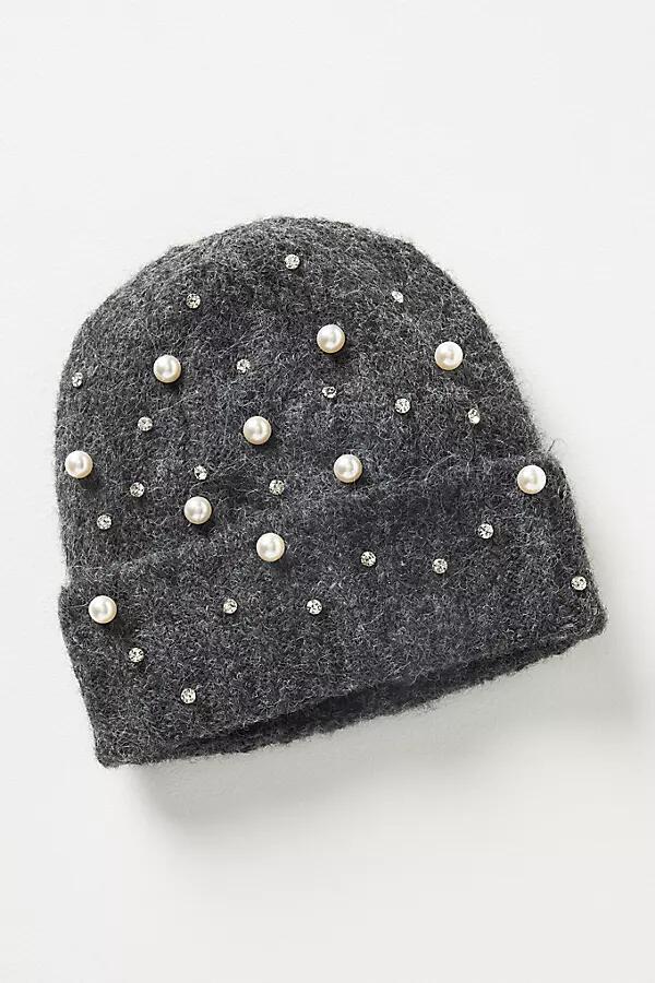 Maeve Embellished Pearl Brushed Beanie Cover