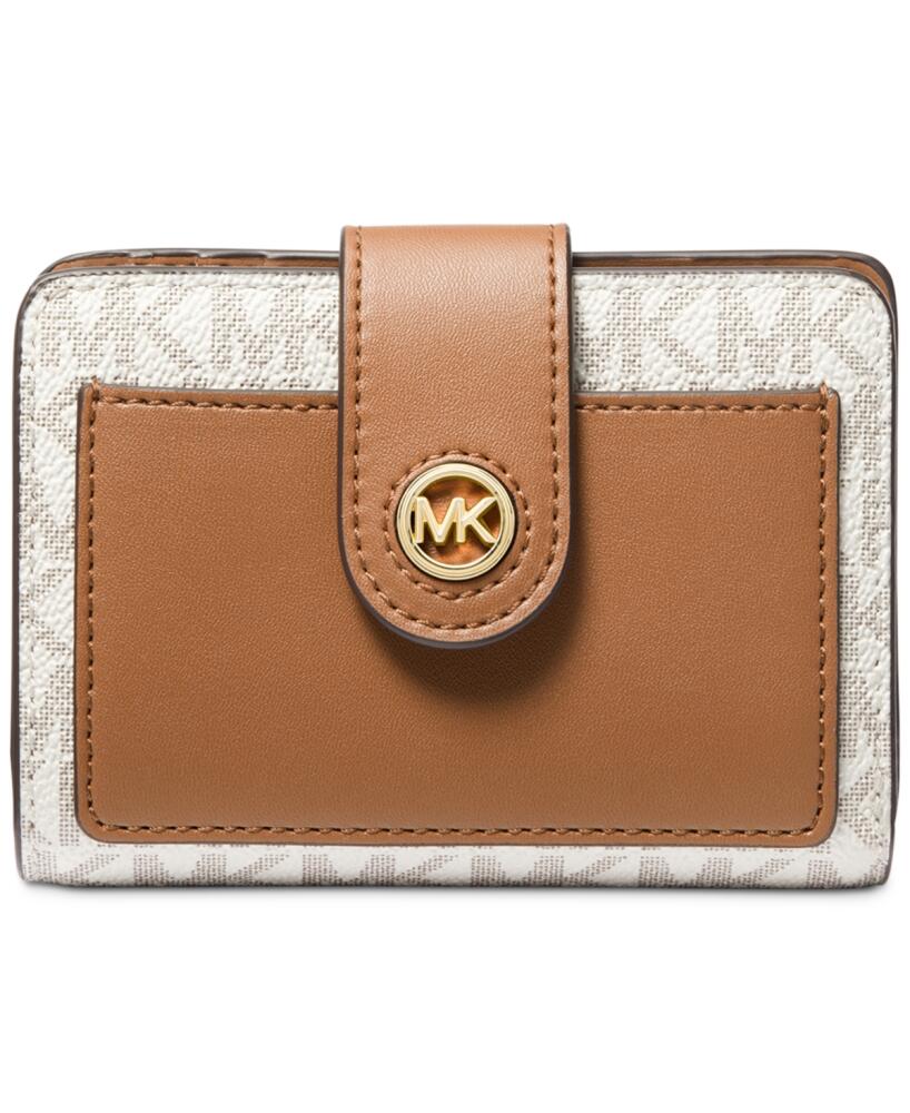 Michael Michael Kors Charm Small Tab Compact Pocket Wallet - Vanilla/acorn Cover