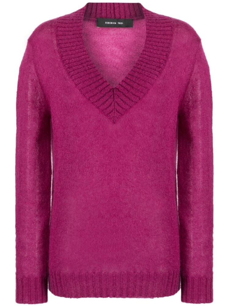 Federica Tosi V-neck mohair-blend jumper - Purple Cover