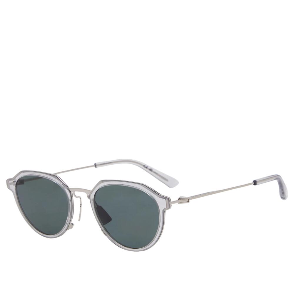 Bottega Veneta Eyewear Bottega Veneta Thin Triangle Sunglasses in Grey/Silver/Green Cover