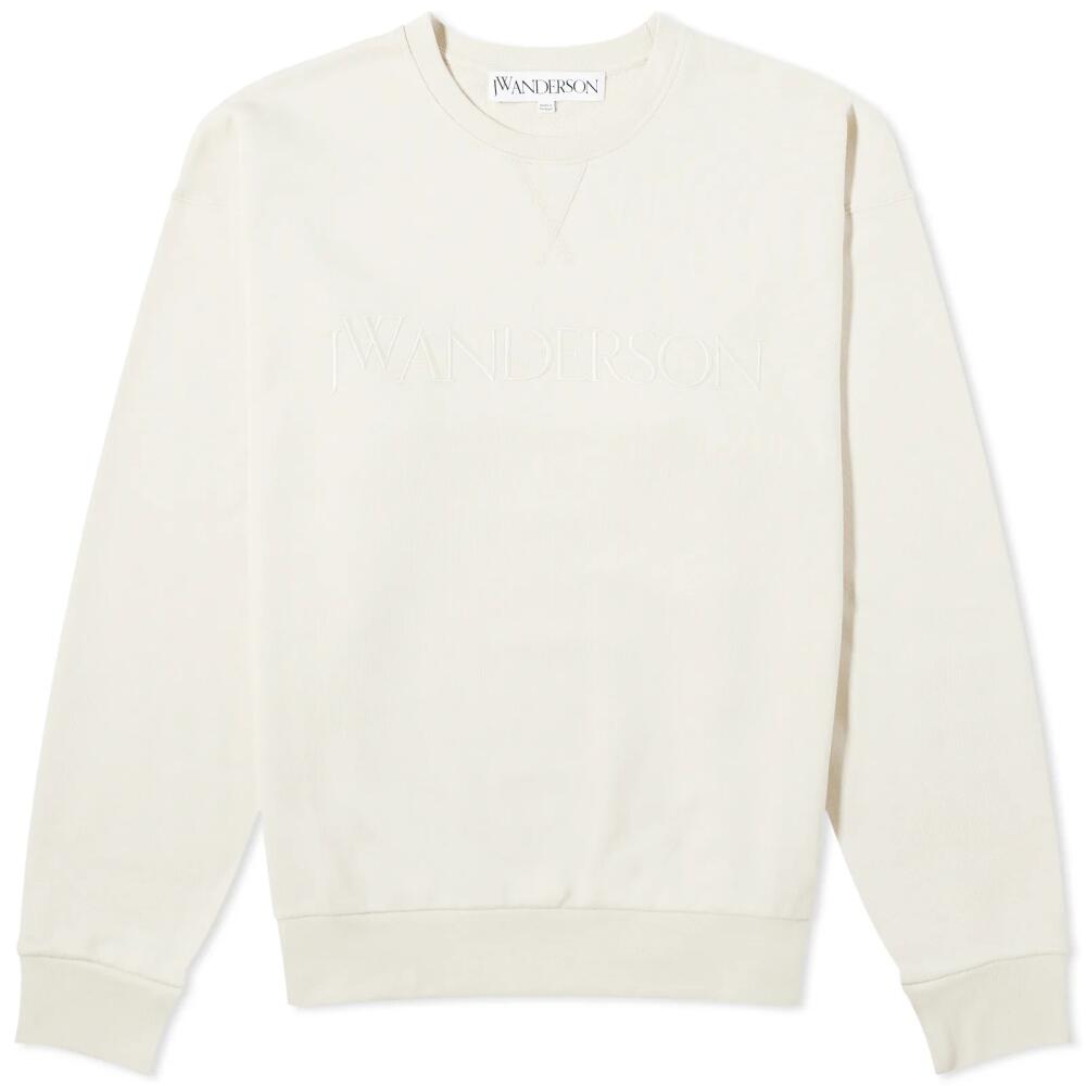 JW Anderson Men's Logo Embroidery Crew Sweat in Beige Cover