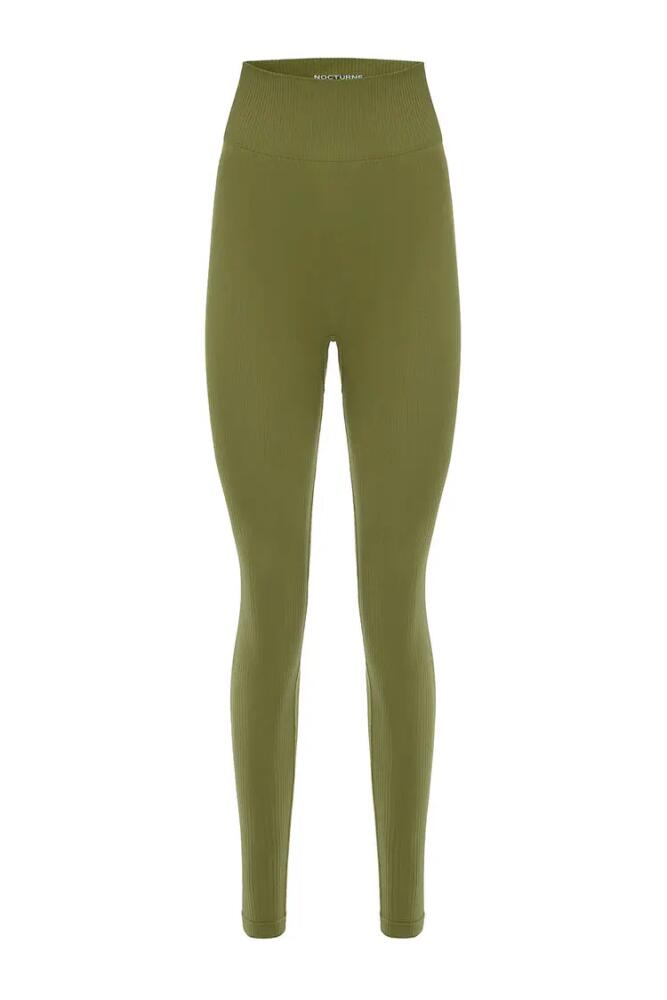 Nocturne Ribbed High-Waisted Leggings in Khaki Cover