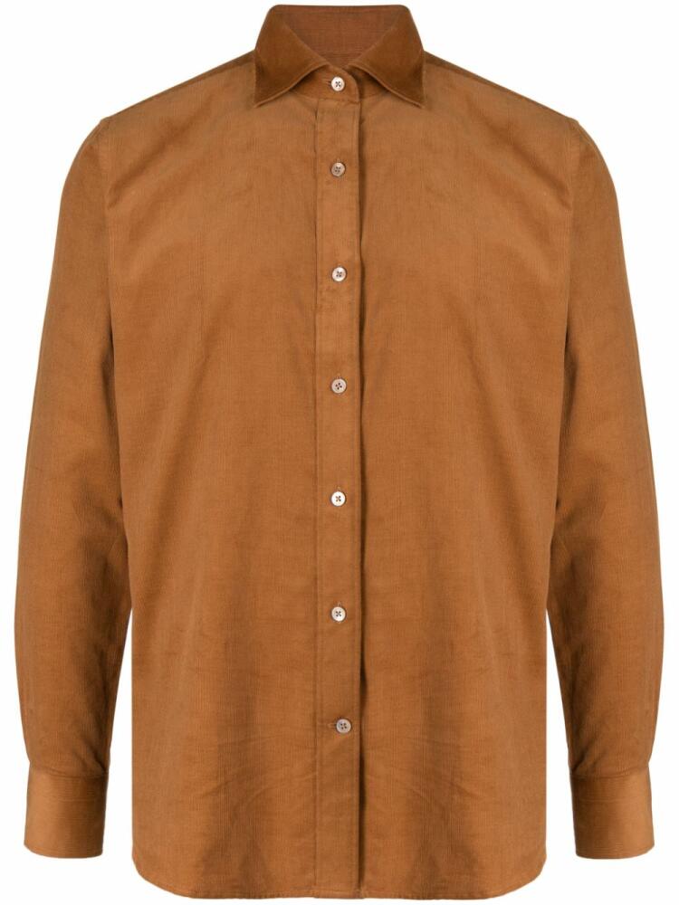 Man On The Boon. logn-sleeve corduroy shirt - Brown Cover