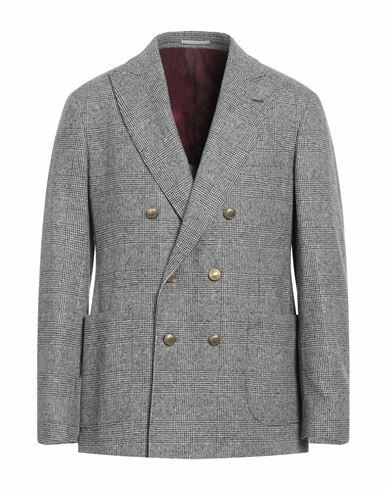 Brunello Cucinelli Man Blazer Steel grey Wool, Cashmere Cover