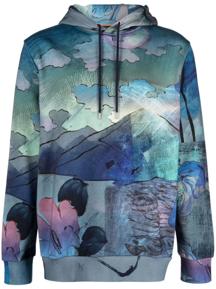 Paul Smith graphic-print cotton hoodie - Blue Cover