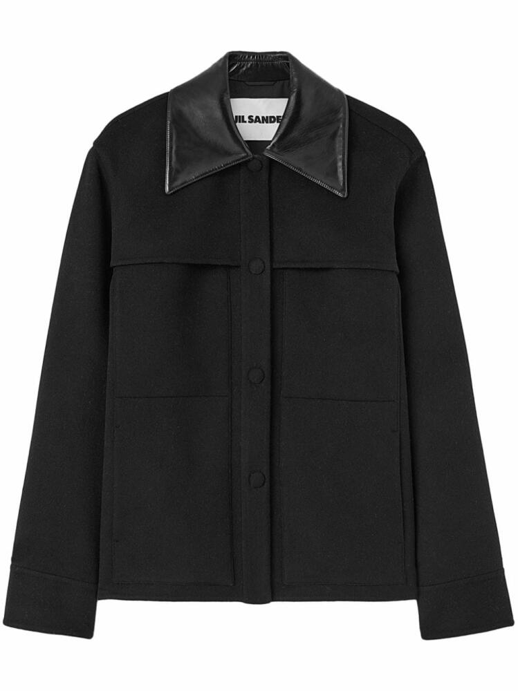 Jil Sander cutaway-collar wool shirt jacket - Black Cover