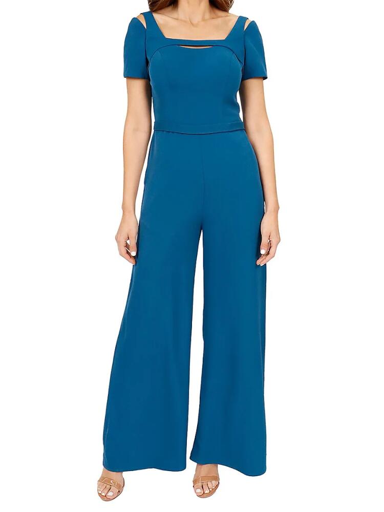 Rene Ruiz Collection Women's Cutout Wide Leg Jumpsuit - Teal Cover