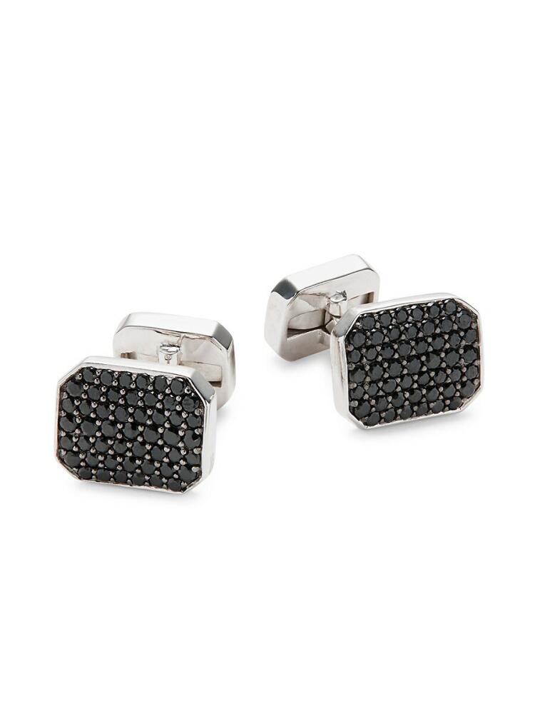 Effy Men's Stainless Steel & Black Spinel Cufflinks Cover