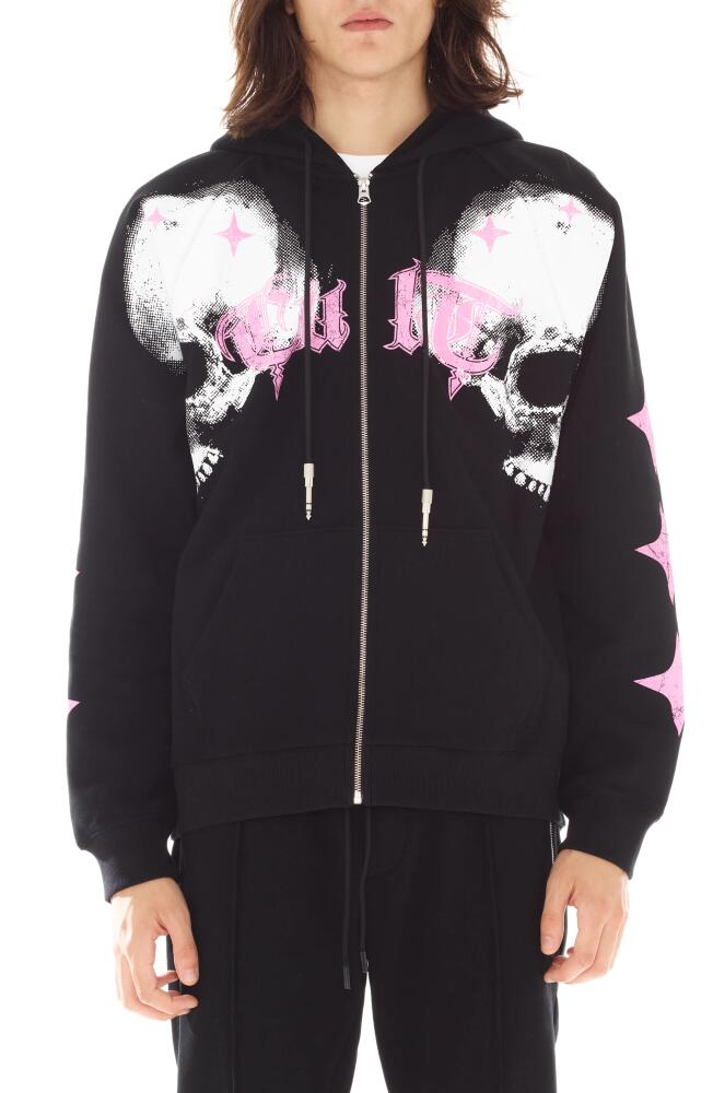 Cult of Individuality Cotton Graphic Zip-Up Hoodie in Black Cover