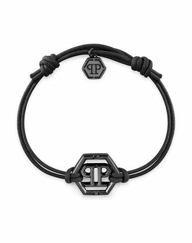 Philipp Plein Linked Cotton Cord Bracelet Man Bracelet Black Cotton Cover