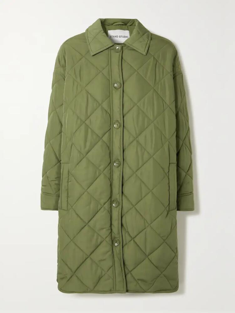 STAND STUDIO - Ronja Quilted Recycled Shell Coat - Green Cover