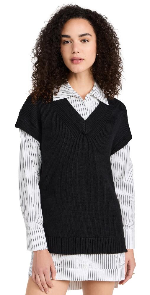 ASTR the Label Ishilly Layered Sweater Dress Black White Cover