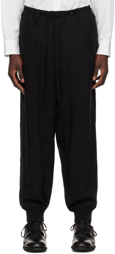 YOHJI YAMAMOTO Black Drawstring Sweatpants Cover