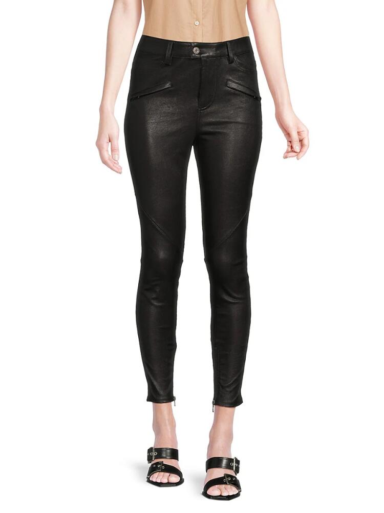 Etienne Marcel Women's Flat Front Leather Ankle Pants - Leather Cover