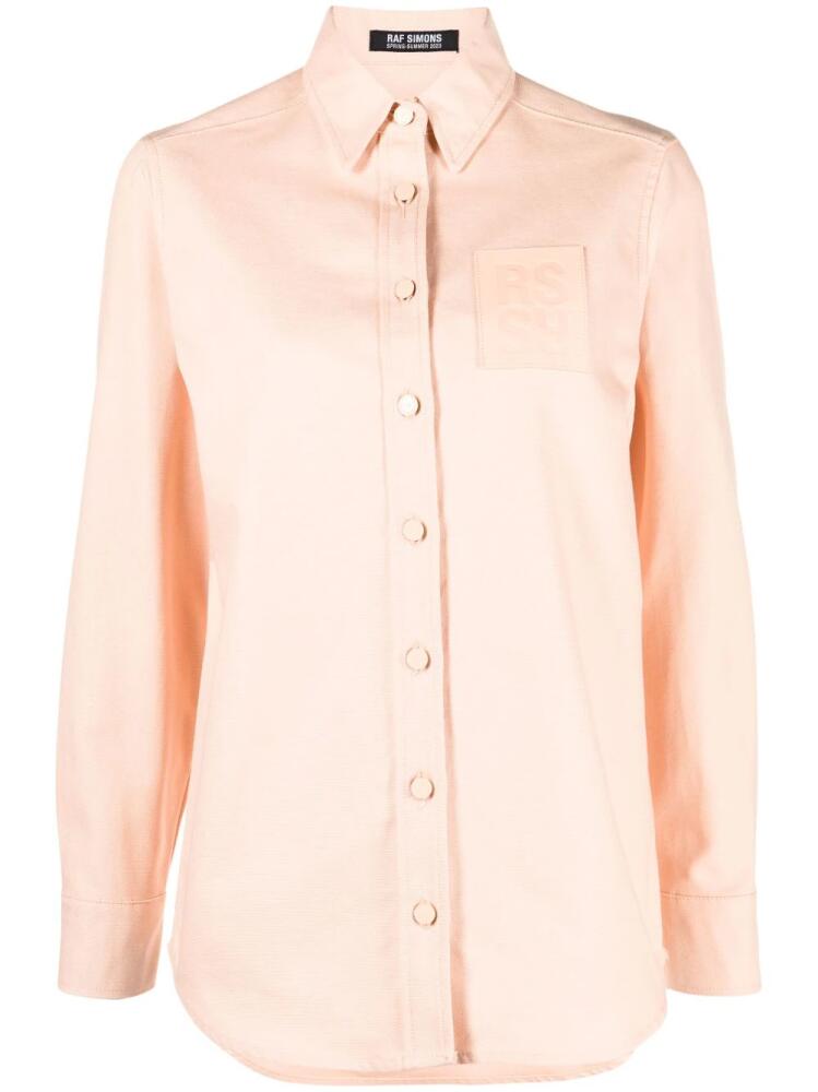 Raf Simons logo-patch long-sleeve shirt - Pink Cover