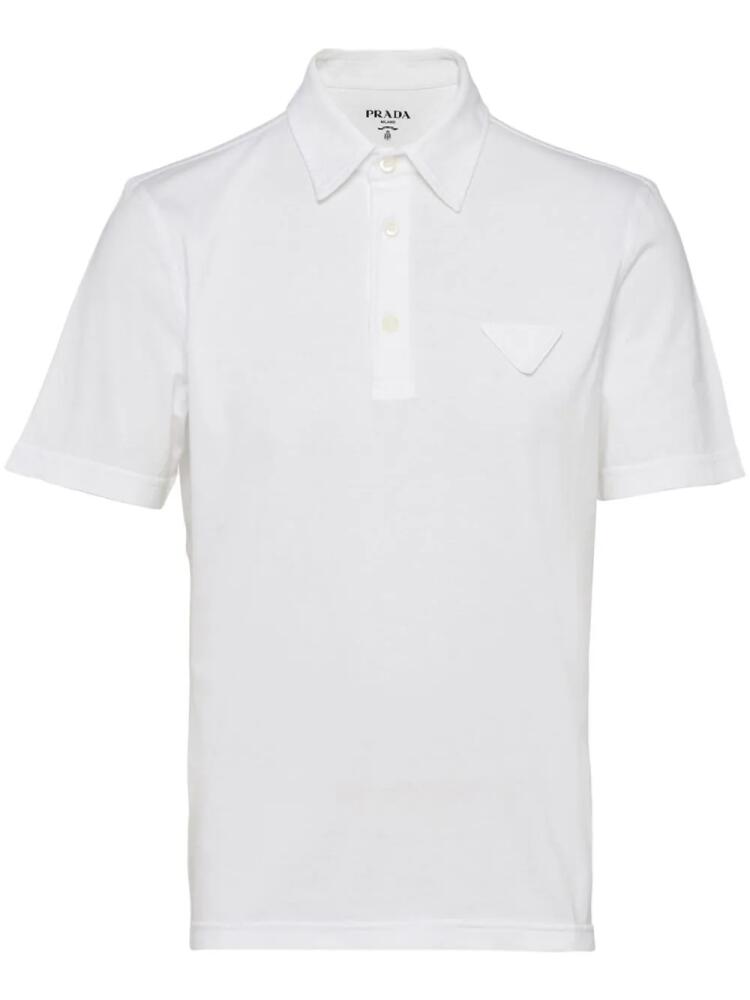 Prada logo-patch cotton polo shirt - White Cover