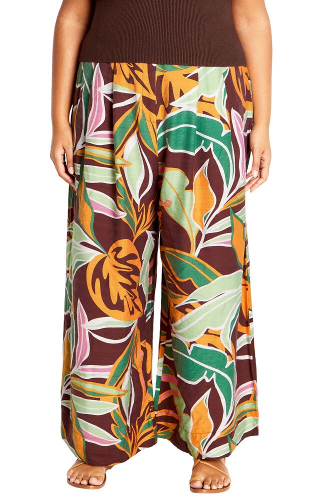 City Chic High Waist Wide Leg Pants in Opulent Foligae Cover