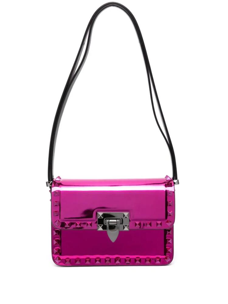 Valentino Garavani Rockstud-embellished patent leather shoulder bag - Pink Cover