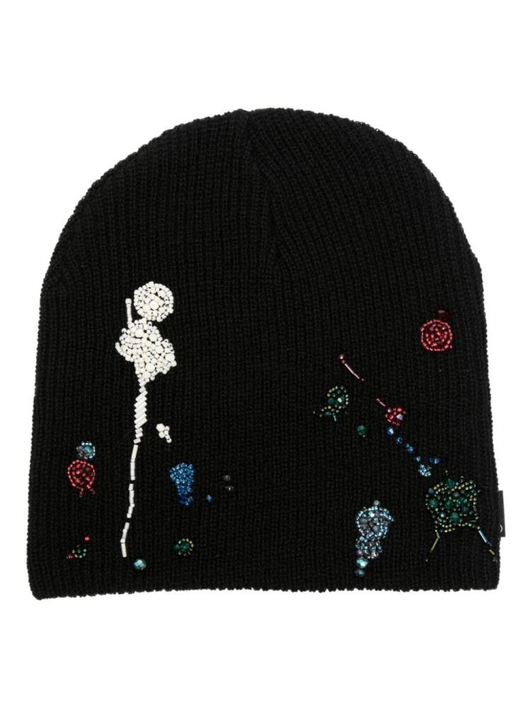 Undercover bead-embellished ribbed-knit beanie - Black Cover