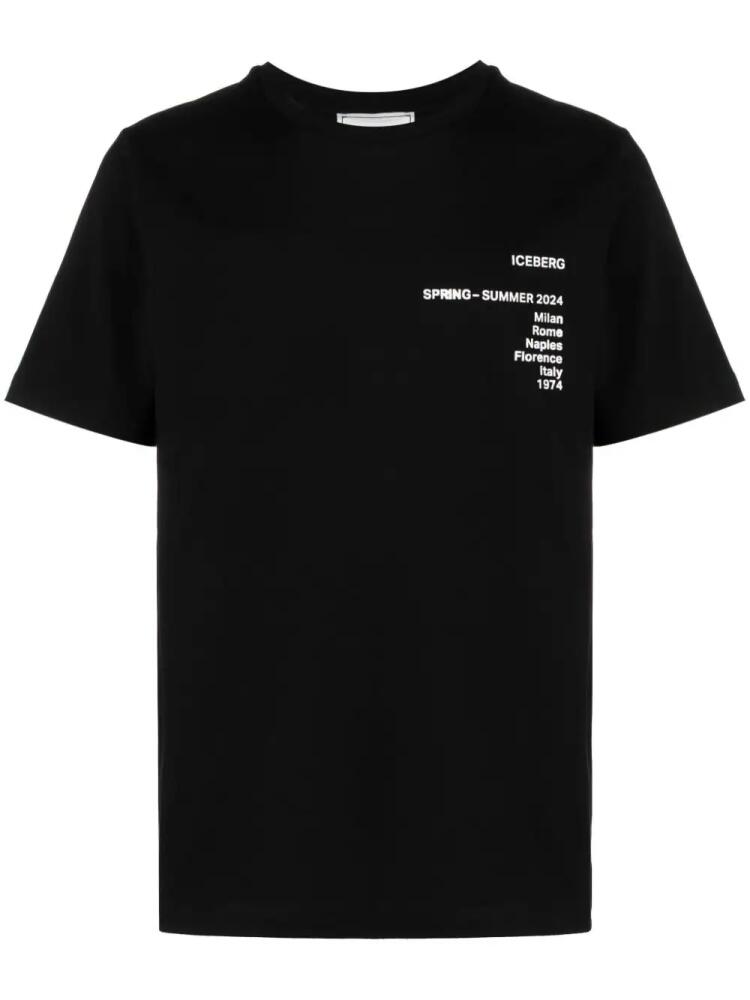 Iceberg 5-D text-printed cotton T-shirt - Black Cover