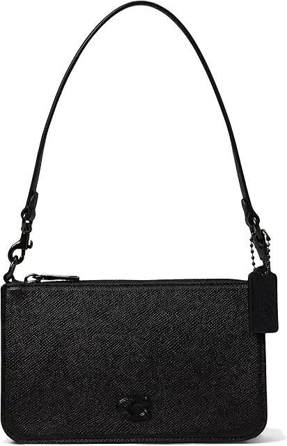 COACH Pouch Bag in Cross Grain Leather (Black) Handbags Cover