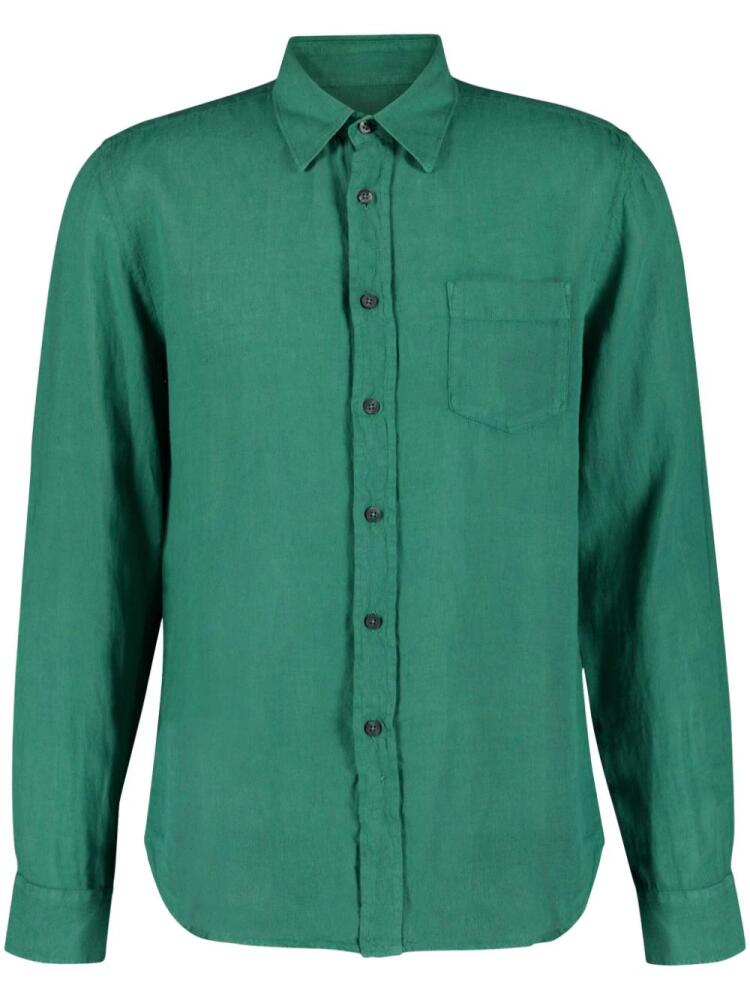 120% Lino long-sleeve linen shirt - Green Cover