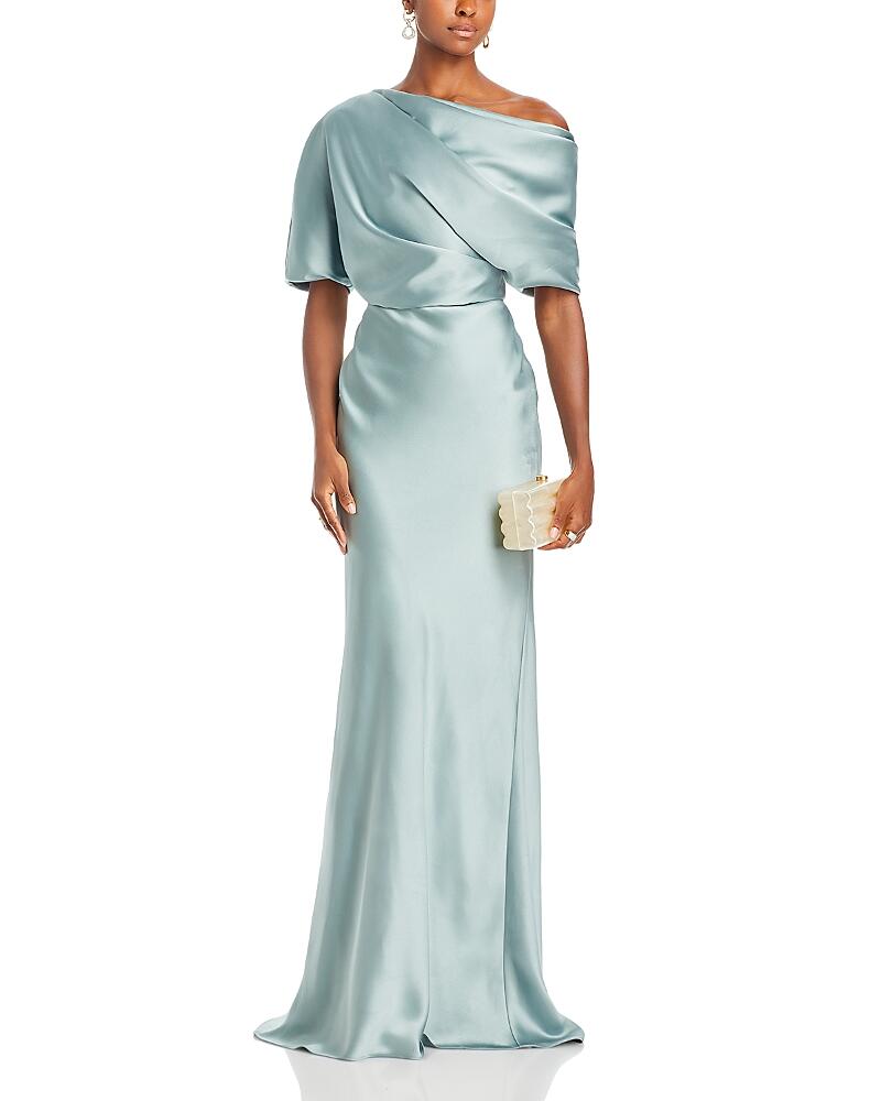 Amsale Draped Satin One Shoulder Dress Cover