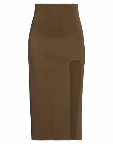 Alessandro Vigilante Woman Midi skirt Military green Viscose, Polyamide, Elastane Cover