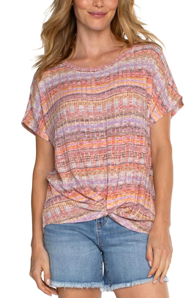 Liverpool Los Angeles Twist Front Dolman Sleeve T-Shirt in Orange Multi Cover