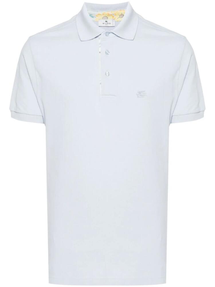 ETRO Pegaso-embroidered cotton polo shirt - Blue Cover