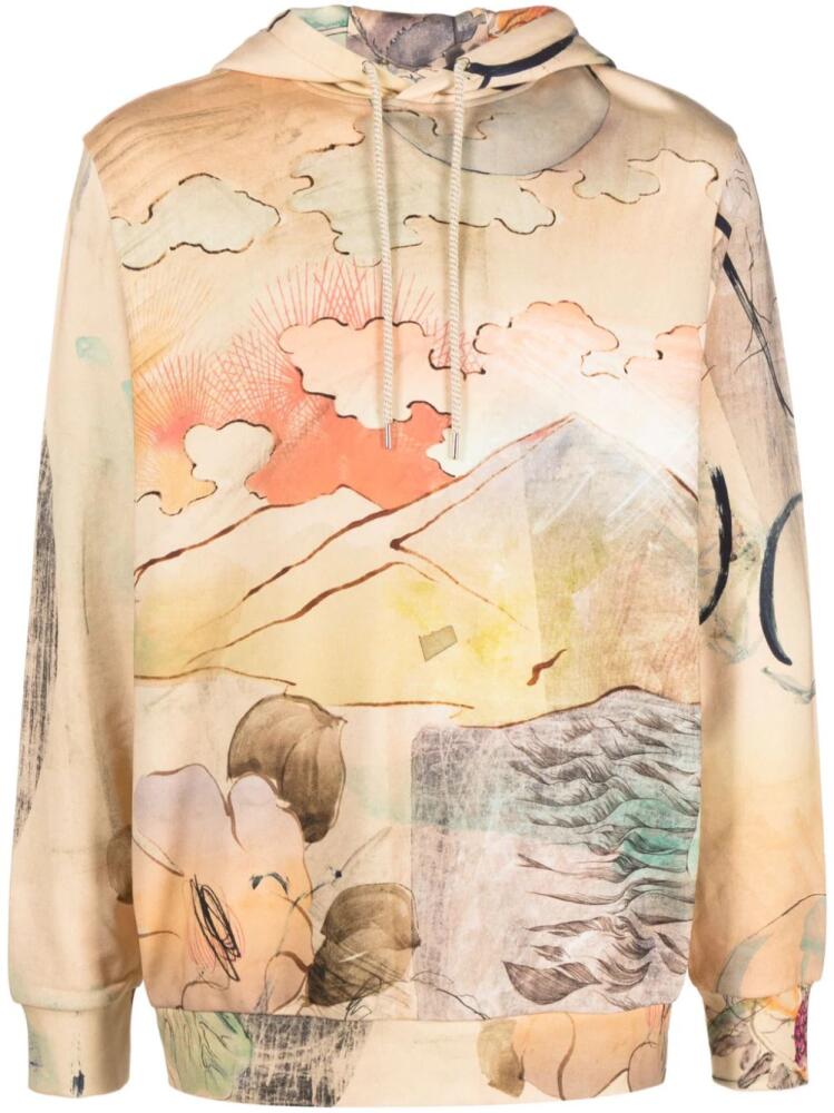 Paul Smith Narcissus-print cotton hoodie - Neutrals Cover