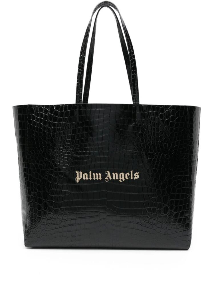 Palm Angels logo-appliqué leather tote bag - Black Cover