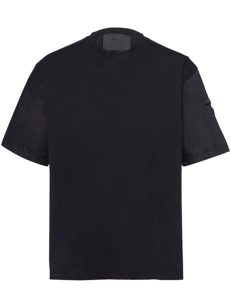 Prada triangle-logo panelled T-shirt - Black Cover