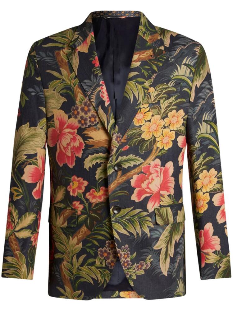 ETRO floral-print single-breasted blazer - Blue Cover