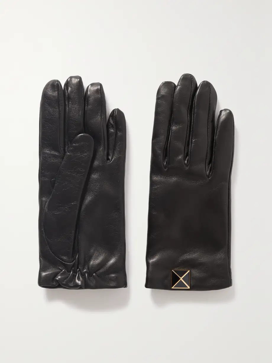 Valentino Garavani - Rockstud Leather Gloves - Black Cover