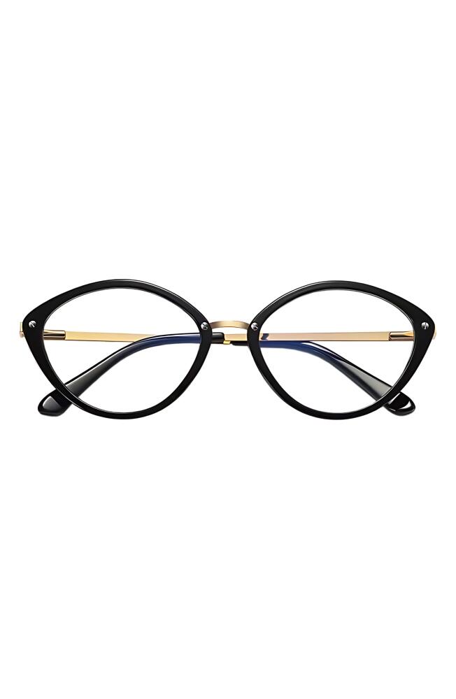 Fifth & Ninth Posie 52mm Cat Eye Blue Light Blocking Glasses in Black /Clear Cover