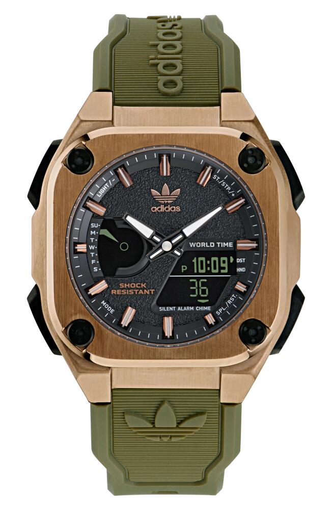 adidas City Tech One Resin Strap Watch, 45mm in Green Cover