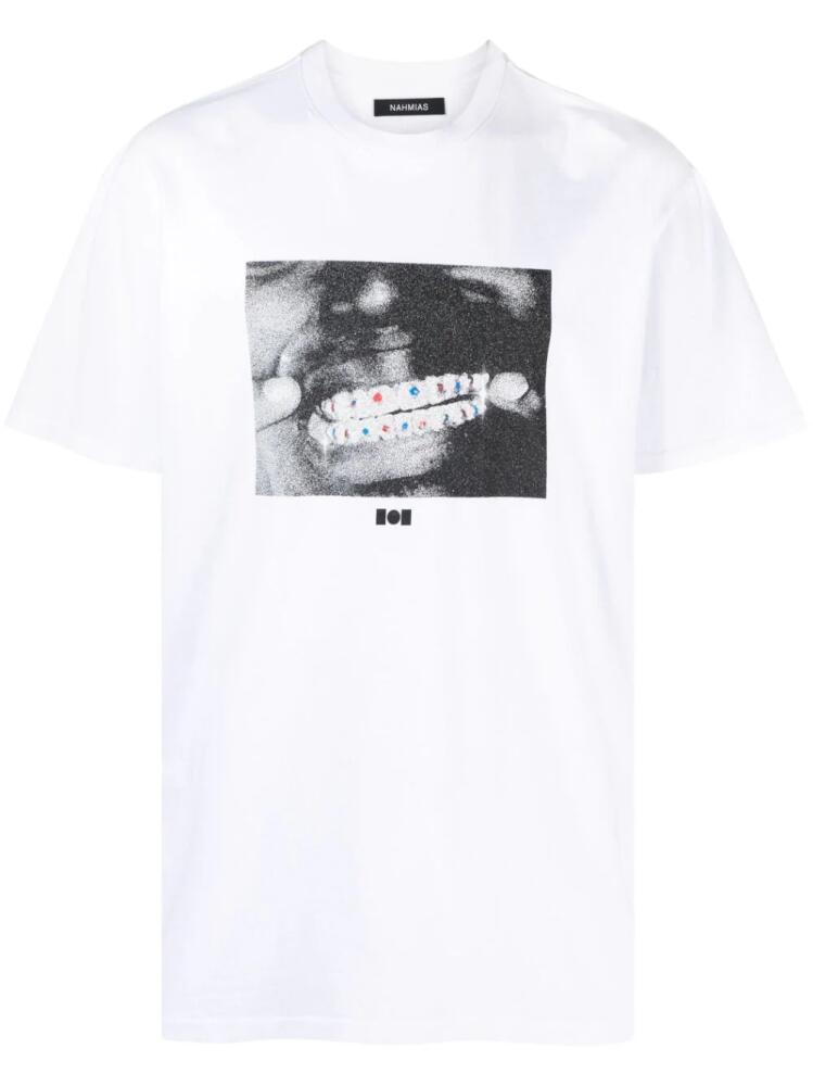 Nahmias graphic-print cotton T-shirt - White Cover